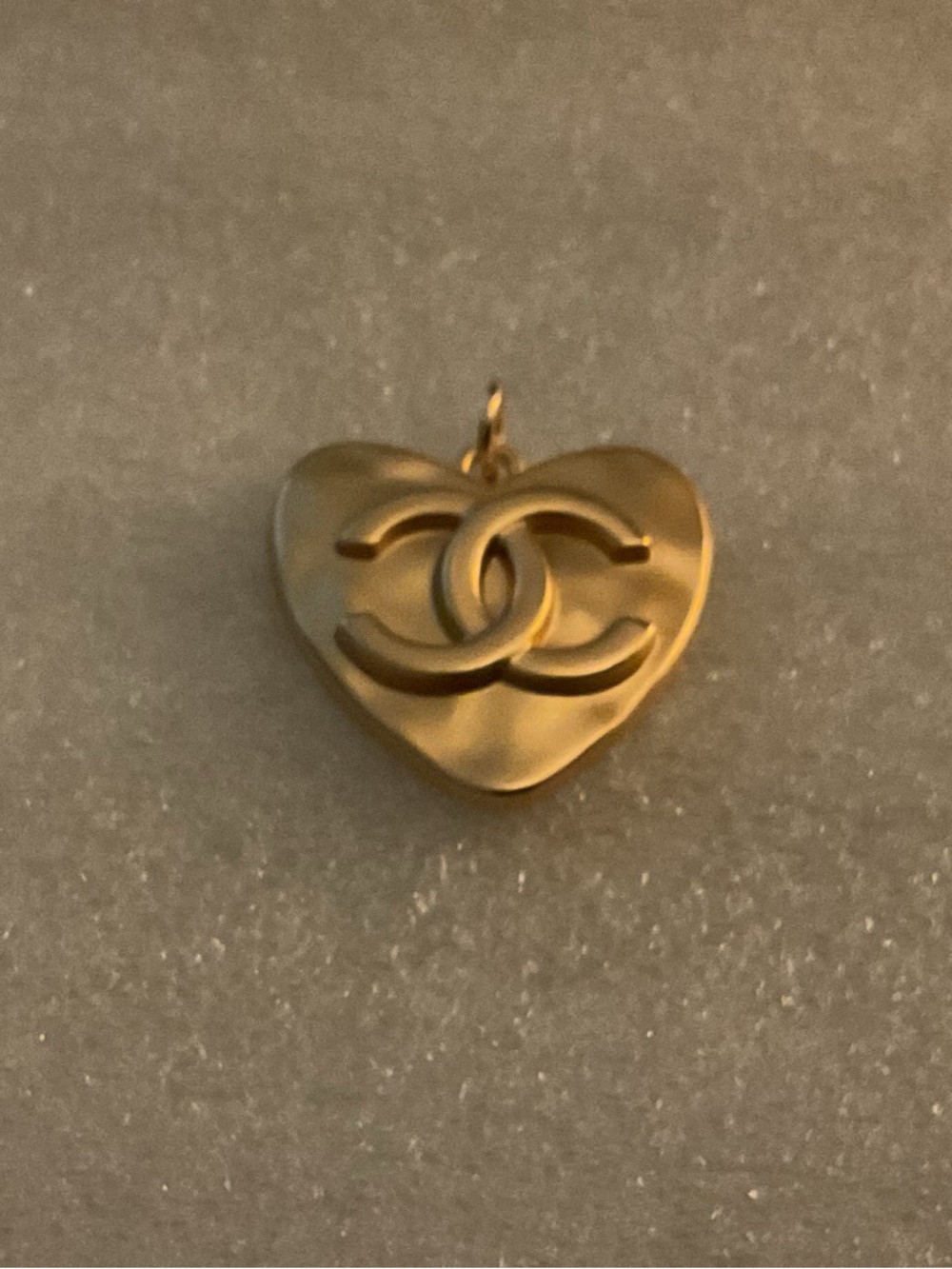 CHANEL CC Heart Pendant Charm Matte Gold Champagne Tone Rare Boutique Style